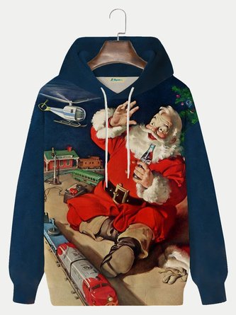Royaura Men's Christmas Xmas Santa Claus Print Hoodies