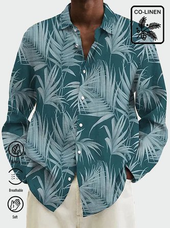 Royaura Men's Vacation Leaf Print Hawaiian Shirts Breathable Big and Tall Shirts