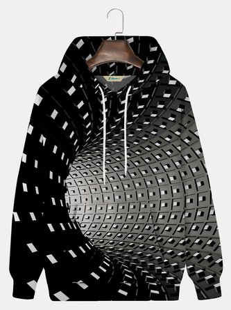 Men's Urban Fashion Casual hoodies 3D Space Gradient Cotton Blend Plus Size Black Sweatshirts