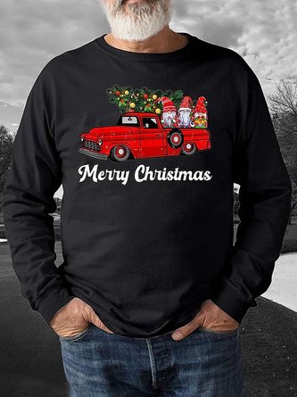 Royaura Men's Christmas Santa Alphabet Casual Loose Long Sleeve Sweatshirt