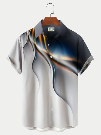 Royaura Men's Vintage Flame Print Hawaiian Shirt Breathable Plus Size Shirts