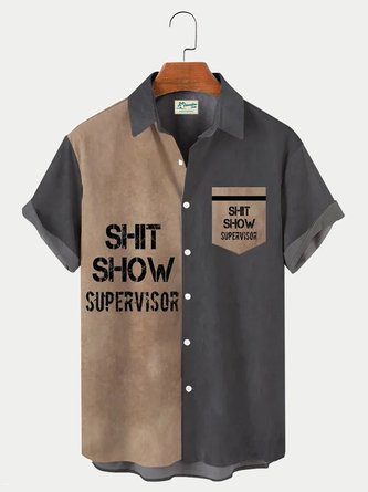 Men's Shit Show Supervisor Letter Print Short Sleeve Shirt