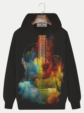 Men's Guitar Colorful Printing Casual Long Sleeve Hoodie