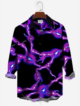Royaura Men's Urban Fashion Shirts 3D Lightning Gradient Art Large Size Easy Care Trendy Casual Shirts