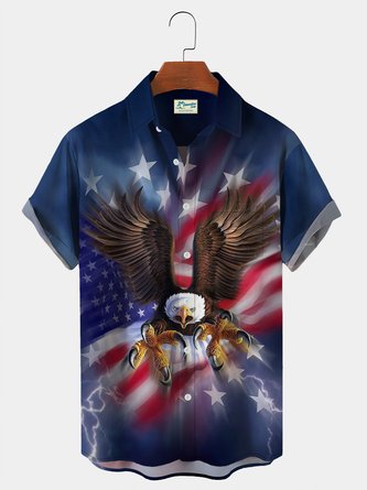 Veterans Day Flag Men's Hawaii Eagle Plus Size Casual Shirt