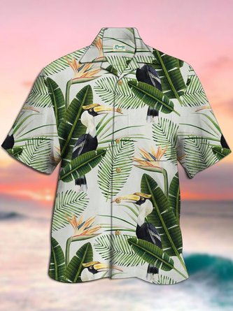 Royaura Tropical Toco Toucan Men's Hawaiian Short Sleeve Shirt