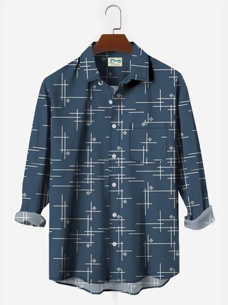 Royaura Casual Geometric Men's Long Sleeve Shirt