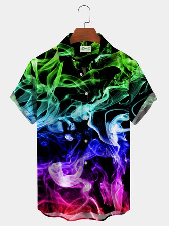 Royaura Gradient Flame Men's Hawaiian Shirts Art Abstract Quick Dry Large Size Casual Shirts