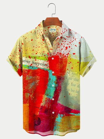 Abstract Painted Art Pattern Printing Men's Fashion Hawaiian Shirts Comfortable Plus Size Shirts