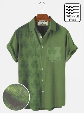 Men's Seersucker Wrinkle-Free St. Patrick's Day Casual Short Sleeve Shirt