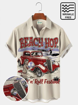Royaura Car Graphic Men's Beach Surf Hawaii Short Sleeve Shirt