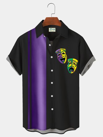 Royaura Vintage Bowling Purple Mardi Gras Hawaiian Shirt Plus Size Resort Shirt