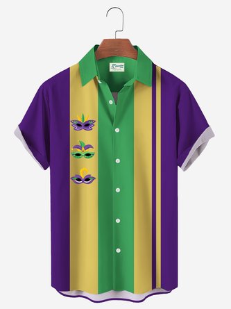 Royaura Comfortable Holiday Carnival Stripe Print Shirt Plus Size Holiday Shirt