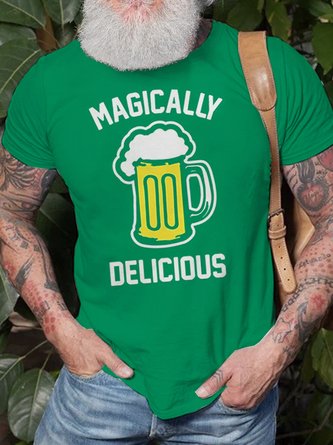 Royaura Men’s Casual Green Beer T-Shirt