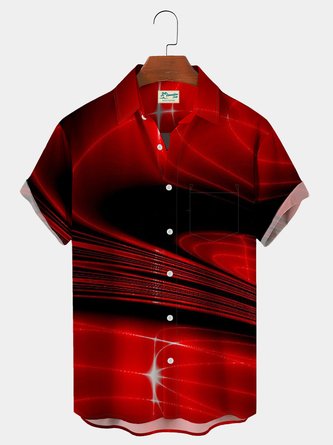 Royaura Red Tech Art Gradual Print Shirt Plus Size Shirt