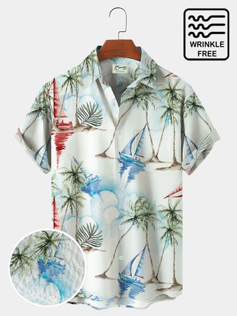 Royaura Beach Coconut Hawaiian Shirt Oversized Vacation Wrinkle-Free Shirt