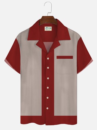 Royaura 50s Men's Retro Bowling Shirts Stretch Quick Dry Plus Size Art Hawaiian Shirts