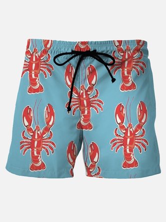 Royaura Vintage Orleans Mardi Gras Men's Board Shorts Lobster Art Stretch Plus Size Shorts