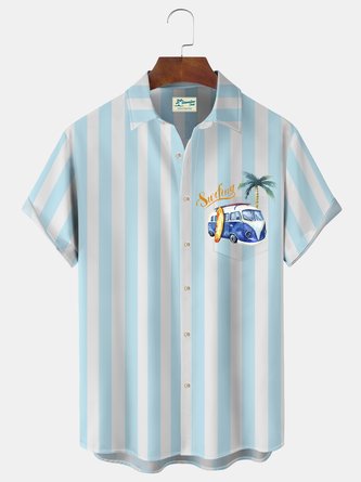 Royaura 60's Vintage Nostalgic Classic Car Men's Hawaiian Shirt Oversized Stretch Aloha Shirts