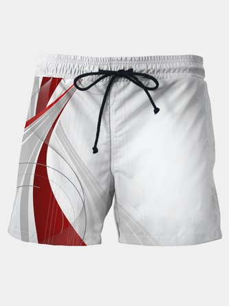 Royaura Red Gradient Art Geometric Print Men's Hawaiian Shorts Elastic Super Fast Dry Shorts