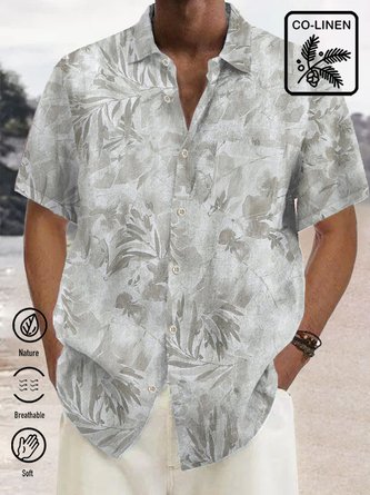 Royaura Cotton Linen Floral Hawaiian Shirt Oversized Vacation Aloha Shirt