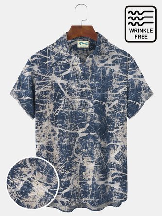 Royaura Vintage Art Textured Hawaiian Shirt Oversized Vacation Aloha Wrinkle-Free Shirt