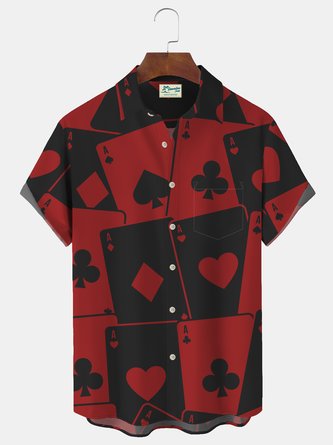 Royaura Vintage Poker Las Vegas Casino Black Red Hawaiian Oversized Aloha Shirt