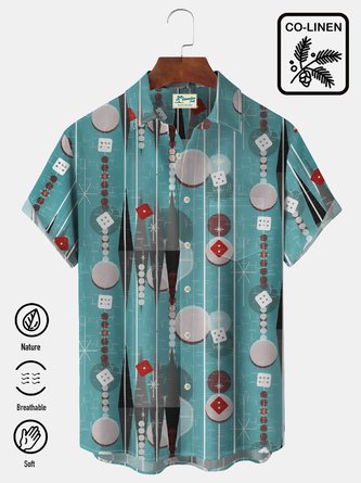 Royaura Holiday Beach Las Vegas Men's Vintage Hawaiian Shirts Cotton Linen Blend Breathable Plus Size Camp Shirts