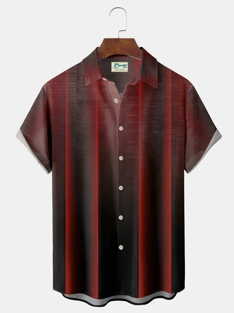 Royaura Red Gradient Vintage Art Textured Print Chest Bag Shirt Plus Size Shirt