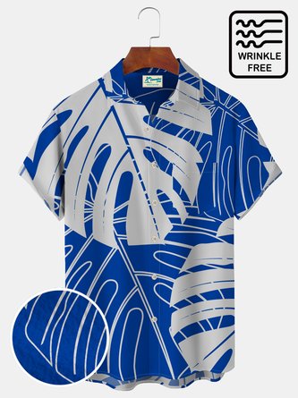 Royaura Beach Vacation Tropical Monstera deliciosa Leaf Men's Hawaiian Shirt Free Seersucker Plus Size Aloha Art Shirts