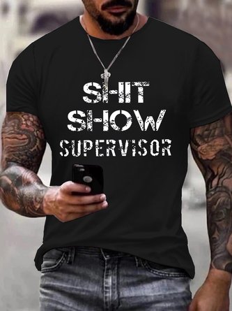 Royaura Shit Show Supervisor Fun Graphic Men's Basic Casual Hawaiian Big and Tall T-Shirt