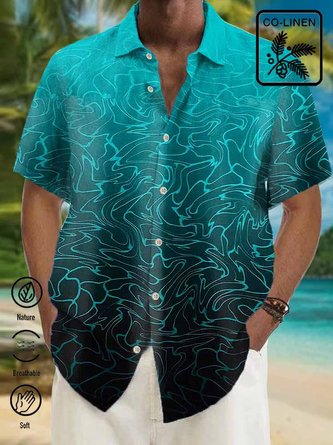 Royaura Comfortable hemp Water Ripple Chest Pocket Short Sleeve Casual Shirt