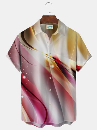 Royaura Gradient Aurora Art Men's Hawaiian Shirt Pocket Stretch Big & Top Size Button Down Shirts