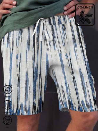 Royaura Cotton and linen retro gradient men's casual breathable shorts