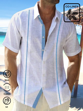 Royaura Cotton-Linen Casual Shirts Natural Breathable Summer Lightweight Big and Tall Hawaiian Shirts