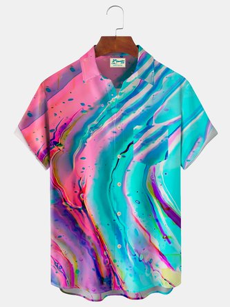 Royaura Gradient Color Art Men's Hawaiian Psychedelic Art Big & Tall Aloha Shirt