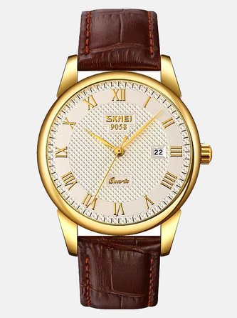 Royaura Men's high-grade vintage waterproof leather alloy watch