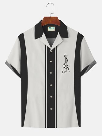 Royaura Vintage 50s Bowling Classic Music Men's Big and Tall Aloha Shirt