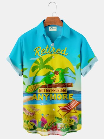 Royaura Parrot Beach Men's Pocket Button Hawaiian Shirt