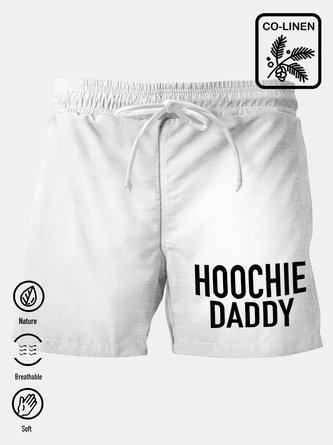 Royaura Cotton-Linen Hoochie Daddy Men's Breathable Natural Casual  Shorts