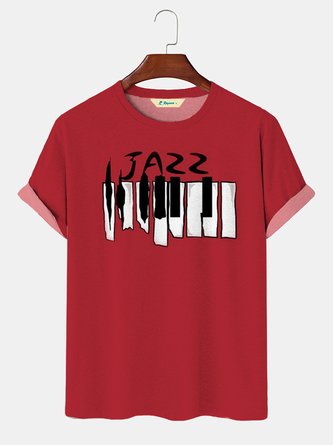 Royaura Music Jazz Piano Key Men's Basic Casual Big and Tall Art T-Shirt