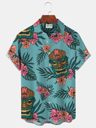Royaura Beach Vacation Tiki Tropical Plant Flower Men's Hawaiian Plus Size Aloha Shirts Custom Shirt