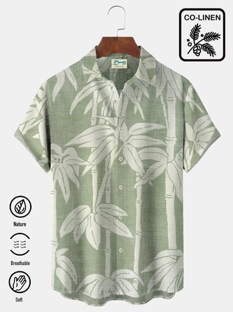Royaura Natural Fiber Tropical Print Beach Men's Vacation Hawaiian Big and Tall Aloha Shirt
