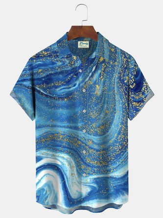 Royaura Textured Gradient Men's Vacation Hawaiian Big and Tall Aloha Shirt