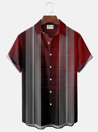 Royaura Vintage Bowling Stripe Men's Button Pocket Shirt | royaura