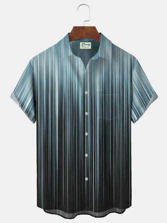 Royaura Aurora Gradient Print Beach Men's Vacation Hawaiian Big and Tall Aloha Shirt