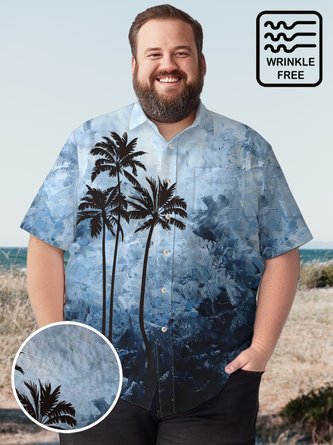 Big & Tall Hawaii Toconut Tree Casual Gradual Ink Men's Shirts