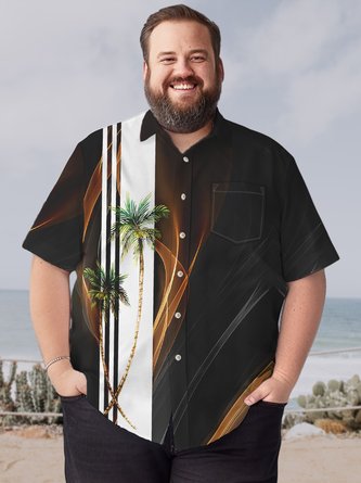 Big & Tall Hawaii Coconut Tree Artistic Line Quick Drying Men's Shirts