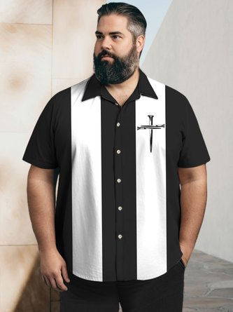 Big & Tall Retro Bowling Cross Breathable Men's Shirts