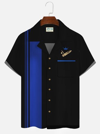 Royaura Vintage Las Vegas Cigar Men's Casino Bowling Shirts Stretch Button Plus Size Camp Shirts